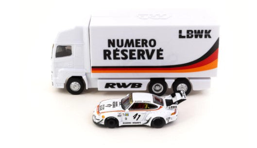 T64-017-LBWK TARMAC WORKS 1:64 RWB 993 LBWK With Truck Packaging