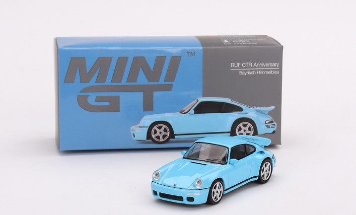 MGT00562-L TSM MINI-GT 1:64 RUF CTR Anniversary Bayrisch Himmelblau Sky Blue LHD