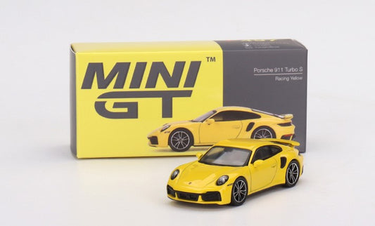 MGT00497-R TSM MINI-GT 1:64 Porsche 911 Turbo S Racing Yellow RHD