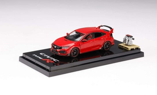 [ Back-order ] Hobby Japan HJ641055AR 1:64 Honda civic Type R (FK8) 2017 with Engine Display Model Flame Red