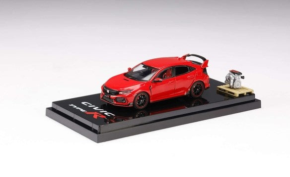 [Back-order] Hobby Japan HJ642055AR 1:64 Honda civic Type R (FK8) 2020 with Engine Display Model Flame Red