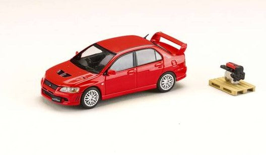 [ Back-order ] Hobby Japan HJ641054R 1:64 Mitsubishi LANCER GSR EVOLUTION 7 with Engine Display Model Palmer Red