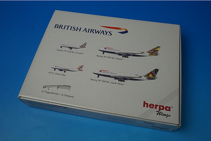 1:500 B747-400 A319 B737-200 British South Africa Ireland Union Flag Canada Diorama Accessories 4 aircraft SET 512190 Herpa