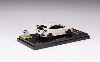 [ Back-order ] Hobby Japan HJ642055AW 1:64 Honda Civic Type R (FK8) 2020 with Engine Display Model Championship White