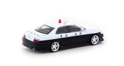 T64G-007-BW TARMAC WORKS × VERTEX 1:64 Toyota Chaser JZX100 Black / White