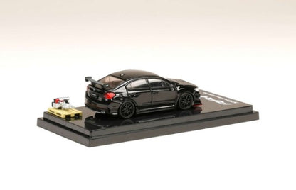 HJ641040BK Hobby JAPAN 1:64 Subaru WRX STI RA-R with optional equipment / with engine display model Crystal Black Silica