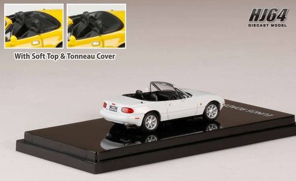 [ Back-order ] Hobby Japan HJ642025AW 1:64 EUNOS ROADSTER (NA6CE) with Tonneau Cover Crystal White