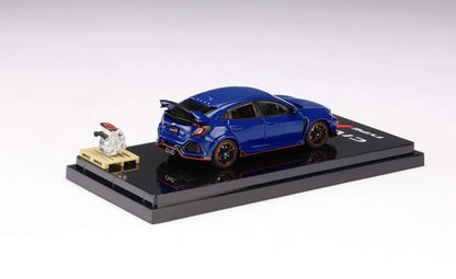 [ Back-order ] Hobby Japan HJ641055ABL 1:64 Honda civic Type R (FK8) 2017 with Engine Display Model Brilliant Sporty Blue Metallic