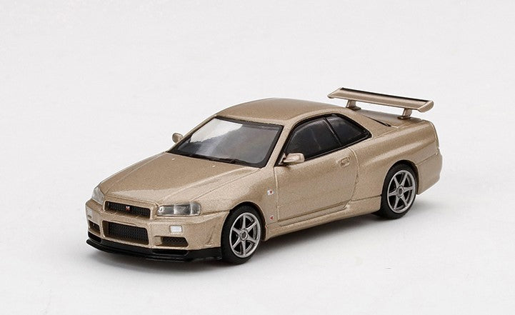 MGT00348-R TSM MINI-GT 1:64 Nissan Skyline GT-R R34 M-spec Silica Breath RHD