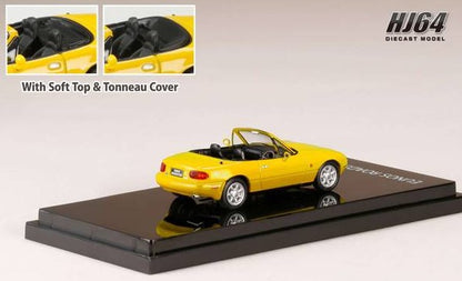 [ Back-order ] Hobby Japan HJ642025BY 1:64 EUNOS ROADSTER (NA6CE) J-LIMITED with Tonneau Cover Sunburst Yellow