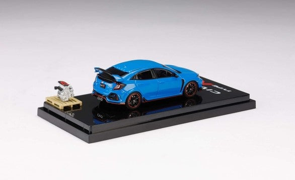 [ Back-order ] Hobby Japan HJ642055ABL 1:64 Honda Civic Type R (FK8) 2020 with Engine Display Model Racing Blue Pearl