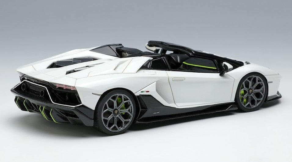 [ Back-order ] Make Up EIDOLON EM635D 1:43 Lamborghini Aventador LP780-4 Ultime Roadster 2021 Bianco Opalis / Black Accent