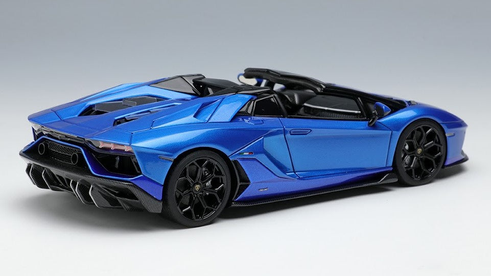 [ Back-order ] Make Up EIDOLON EM635A 1:43 Lamborghini Aventador LP780-4 Ultime Roadster 2021 Blue Towerette / Blue Renaissance