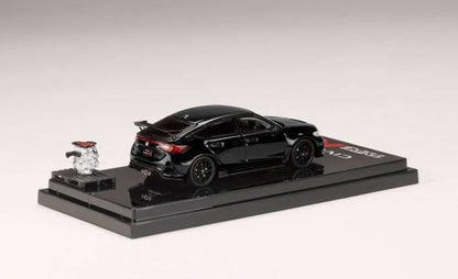 [ Back-order ] Hobby Japan HJ641063BK 1:64 Honda Civic Type R (FL5) with Engine Display Model Crystal Black Pearl