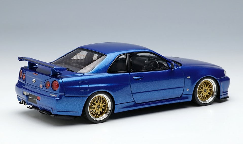 [ Back-order ] Make Up EIDOLON EM509A 1:43 Nissan Skyline GT-R (BNR34) V-spec II 2000 BBS LM Wheel Bayside Blue