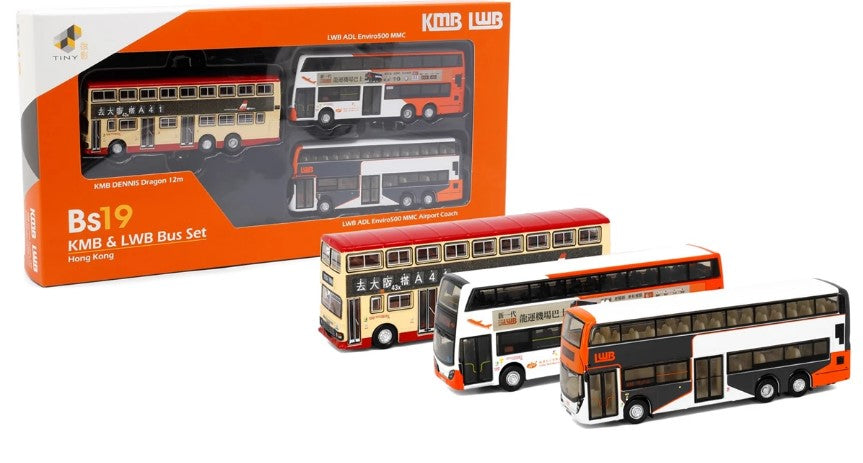 [ Back-order ] TINY KMB2022065 1:110 Tiny City Bs19 KMB/LWB Bus Set (65636, 65717, 65718) Diecast