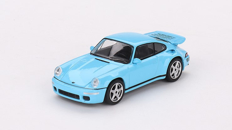 MGT00562-L TSM MINI-GT 1:64 RUF CTR Anniversary Bayrisch Himmelblau Sky Blue LHD