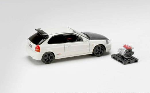 [ Back-order ] Hobby Japan HJ643016BW 1:64 Honda civic Type R (EK9) 1997 Customized Ver. with Engine Display Model Championship White