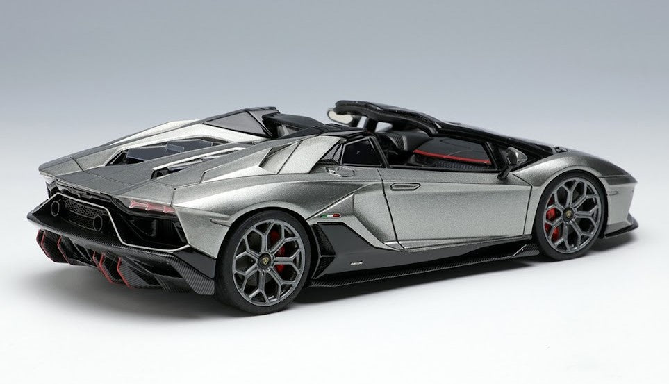 [ Back-order ] Make Up EIDOLON EM635E 1:43 Lamborghini Aventador LP780-4 Ultime Roadster 2021 Grigio Nimbus / Black Accent