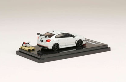 HJ641040W Hobby JAPAN 1:64 SUBARU WRX STI RA-R with optional Equipment / with engine display model Crystal White Pearl