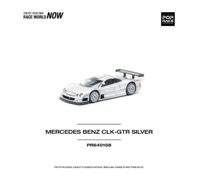 PR640158 POP RACE 1:64 Mercedes Benz CLK-GTR SILVER