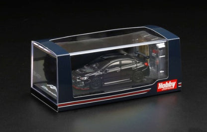 HJ641040BK Hobby JAPAN 1:64 Subaru WRX STI RA-R with optional equipment / with engine display model Crystal Black Silica