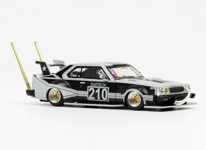 PR640073 POP RACE 1:64 Nissan Skyline C210 BOSOZOKU STYLE MATT BLACK (WITH CHASE CAR)