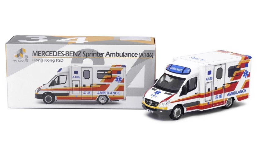 [ Back-order ] TINY ATC65060 1:76 Tiny City No.34 Mercedes Benz Sprinter HKFSD Ambulance (A186) Diecast