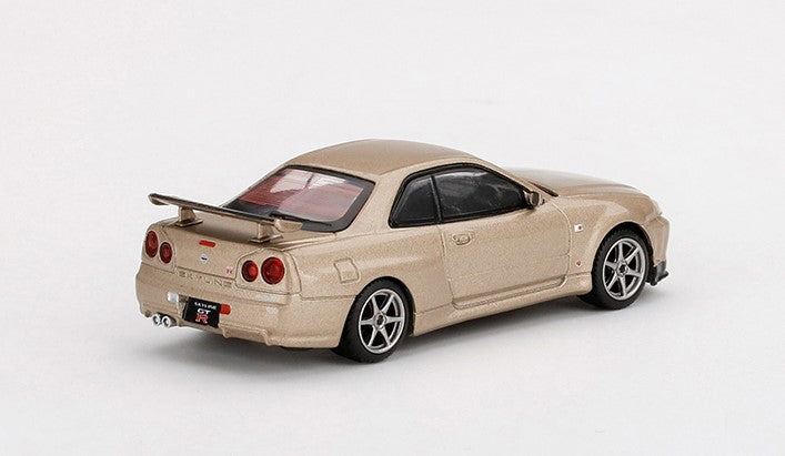 MGT00348-R TSM MINI-GT 1:64 Nissan Skyline GT-R R34 M-spec Silica Breath RHD