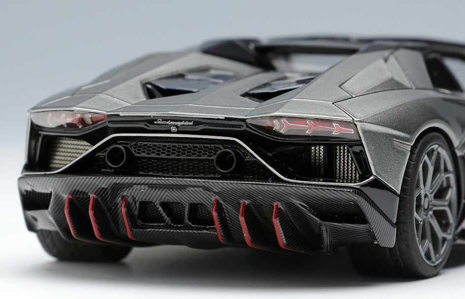 [ Back-order ] Make Up EIDOLON EM635E 1:43 Lamborghini Aventador LP780-4 Ultime Roadster 2021 Grigio Nimbus / Black Accent