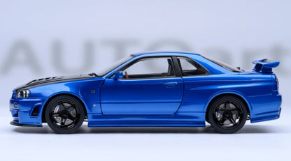 77460 AUTOart 1:18 Nissan Nismo R34 GT-R Z-tune (Bayside Blue /Carbon Black Hood)