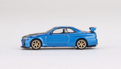 MGT00531-R TSM MINI-GT 1:64 Nissan Skyline GT-R R34 Top Secret Bayside Blue RHD