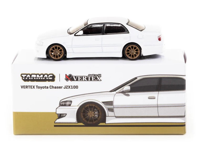 T64G-007-WH Tarmac Works 1:64 Toyota VERTEX Toyota Chaser JZX100 White Metallic