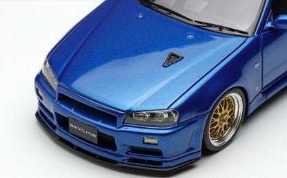 [ Back-order ] Make Up EIDOLON EM509A 1:43 Nissan Skyline GT-R (BNR34) V-spec II 2000 BBS LM Wheel Bayside Blue