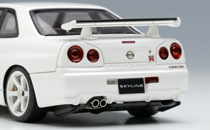 [ Back-order ] Make Up EIDOLON EM510C 1:43 Nissan Skyline GT-R (BNR34) V-spec II Nur 2002 (TE37 wheels) Pearl White