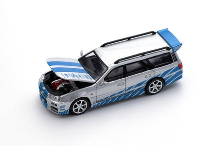 PR640060 POP RACE 1:64 Nissan STAGEA Blue/Silver