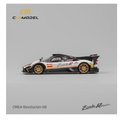 CM64-Revolucion-08 CM-MODEL 1:64 Scale Pagani Zonda R Evolucion Track Version with White Race Strips