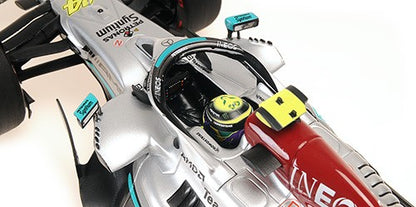 110222144 MINICHAMPS 1:18 Mercedes AMG Petronas F1 Team F1 W13 E Performance Lewis Hamilton Brazilian GP 2022 2nd place