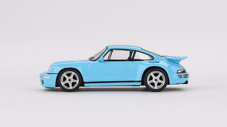 MGT00562-L TSM MINI-GT 1:64 RUF CTR Anniversary Bayrisch Himmelblau Sky Blue LHD