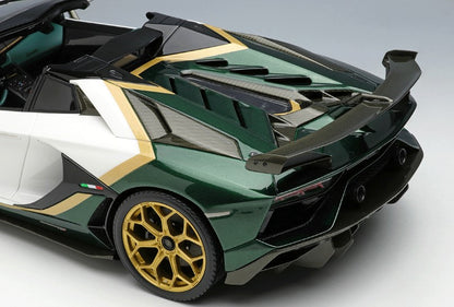 [ Back-order ] Make Up EIDOLON EML079A 1:18 Lamborghini Aventador SVJ Roadster Ad Personam 2 Tone Paint Pearl White / Verde Hydra