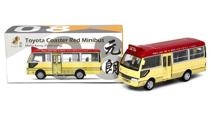 [ Back-order ] TINY ATC65497 1:76 Tiny City No.08 Toyota Coaster Mini Bus Red (Yuen Long) Diecast