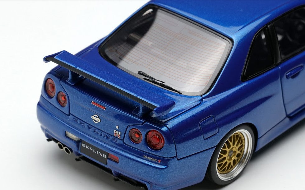 [ Back-order ] Make Up EIDOLON EM509A 1:43 Nissan Skyline GT-R (BNR34) V-spec II 2000 BBS LM Wheel Bayside Blue