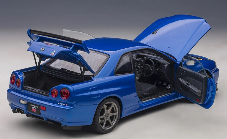 77408 AUTOart 1:18 Nissan Skyline GT-R (R34) V Spec 2 (Bayside Blue)