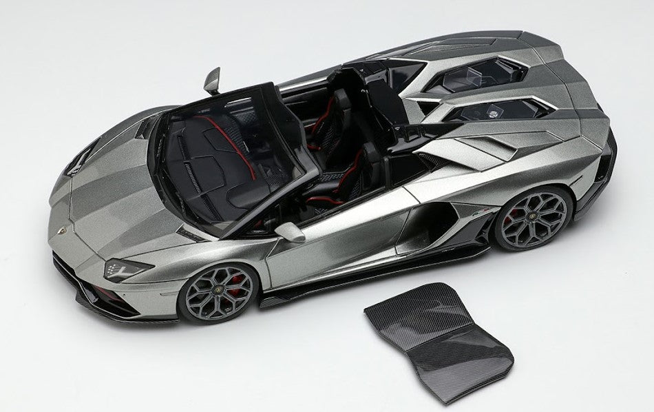 [ Back-order ] Make Up EIDOLON EM635E 1:43 Lamborghini Aventador LP780-4 Ultime Roadster 2021 Grigio Nimbus / Black Accent