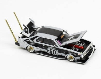 PR640073 POP RACE 1:64 Nissan Skyline C210 BOSOZOKU STYLE MATT BLACK (WITH CHASE CAR)