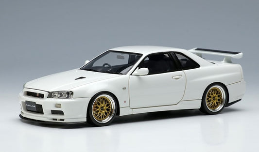 [ Back-order ] Make Up EIDOLON EM509B 1:43 Nissan Skyline GT-R (BNR34) V-spec II 2000 BBS LM Wheel White