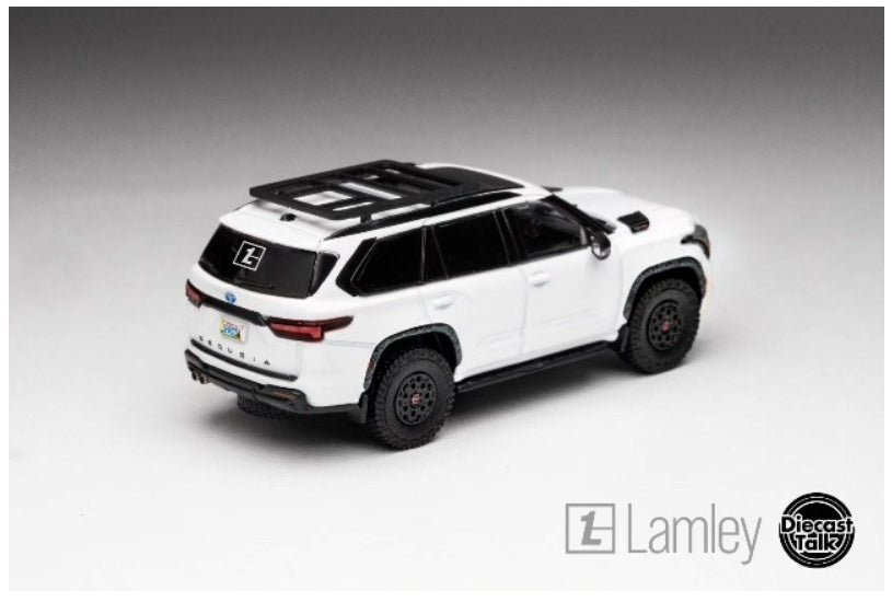 DTG0028-WH GCD Gaincorp Products 1:64 Toyota Sequoia TRD PRO Ice Cap White DiecastTalk x Lamley Special Order