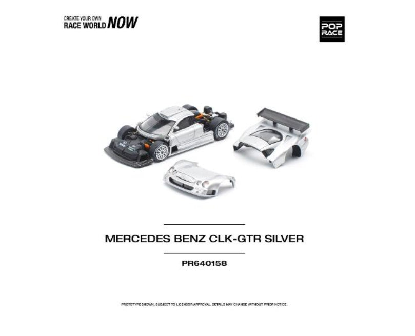 PR640158 POP RACE 1:64 Mercedes Benz CLK-GTR SILVER