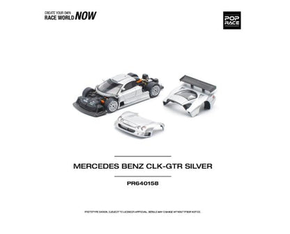 PR640158 POP RACE 1:64 Mercedes Benz CLK-GTR SILVER