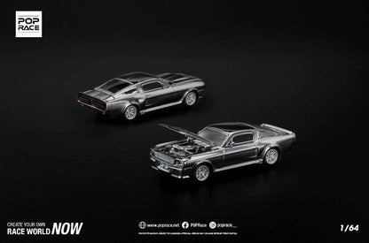 [ Pre-order ] PR640312 POP RACE 1:64 Ford SHELBY MUSTANG GT500 SILVER CHROME